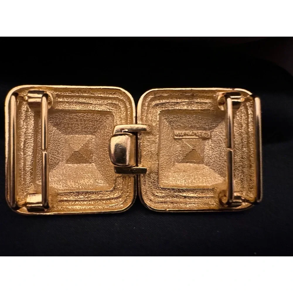 Vintage Paquette Mixed Metal‎ 2 Piece Interlocking Belt Buckle Rhinestone